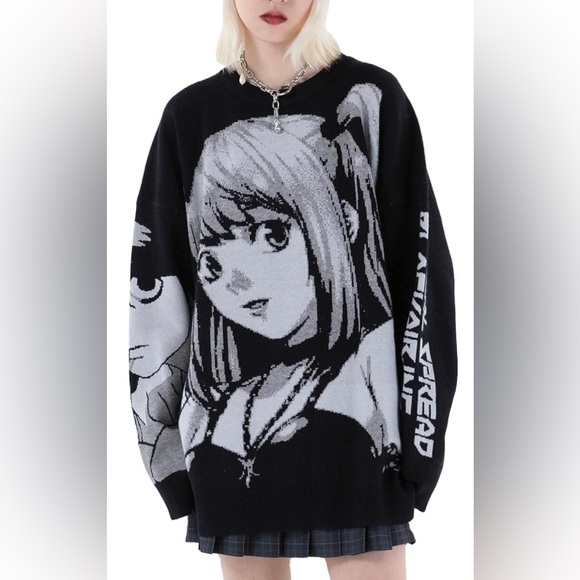 New FELLVISHK Anime Sweater Graphic Long Sleeve Oversize Knitwear 3D - Picture 3 of 8